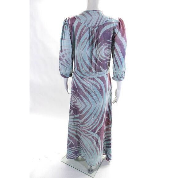 Rebecca Christen Womens Striped Button Down A Line Dress Blue Purple Size Small - Picture 3 of 10